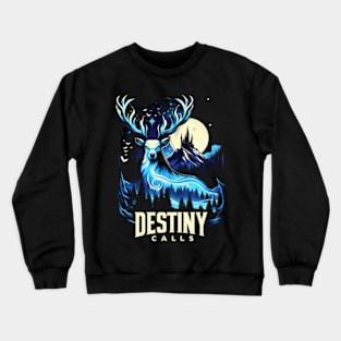 Destiny Calls - Mystical Stag by the Full Moon Crewneck Sweatshirt